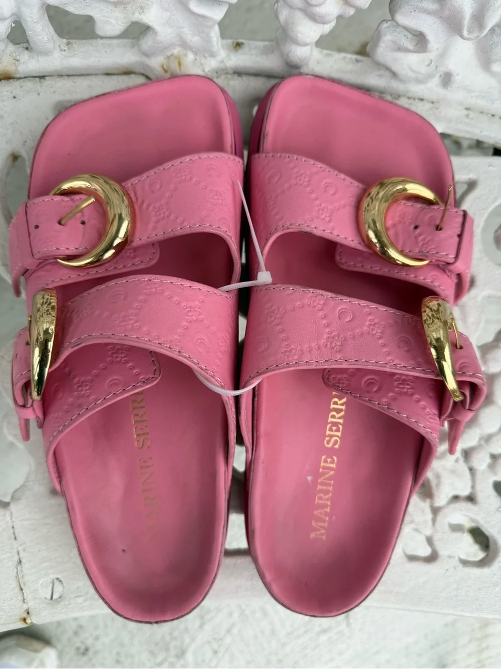 Marine Serre square toe slides